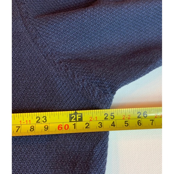 Perry Ellis Portfolio Mens Navy Blue Textured Cotton Button Down Shirt 17 34-35 - Picture 7 of 8